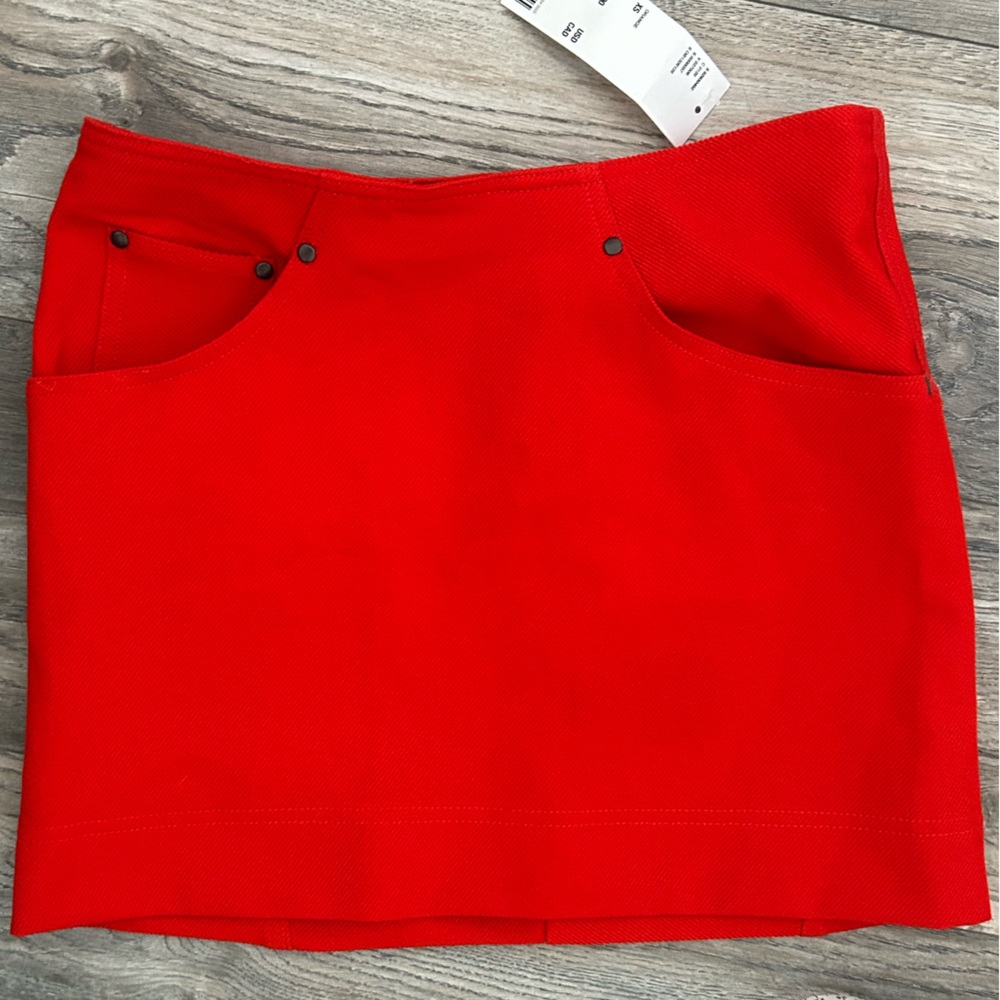NWT Urban Outfitters coral red hardware zipper Mini Skirt size XS